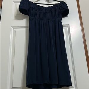 Boston Proper - Elegant Off-Shoulder Navy Dress